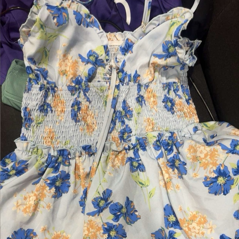 SHEIN Floral Dress in Blue and Orange